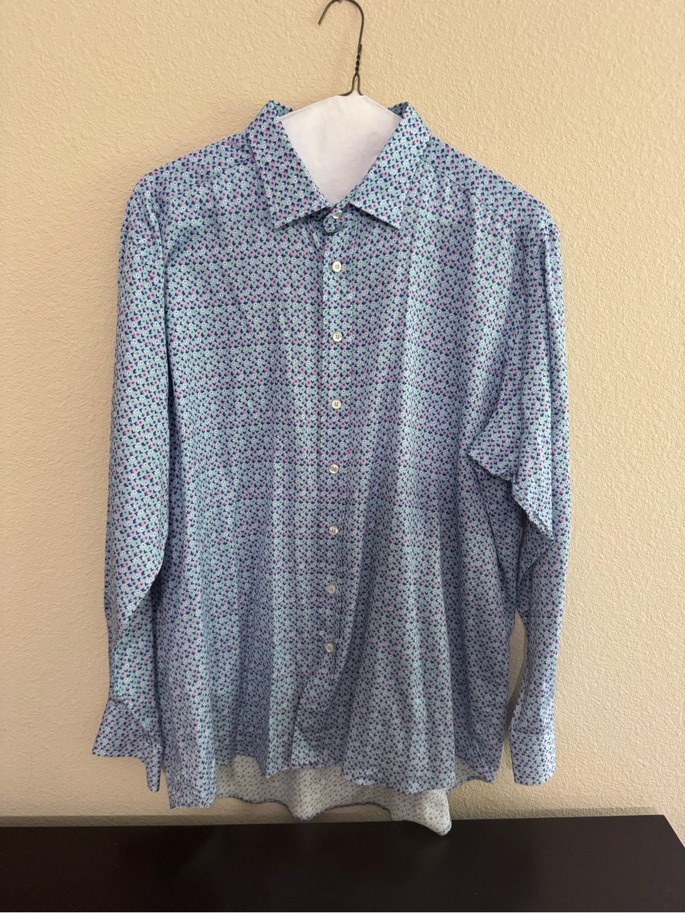 Etro Light Blue Floral-Print Button-Down Shirt